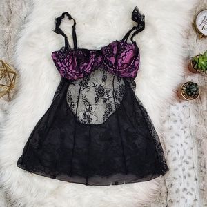 Frederick's of Hollywood Black Lace Lingerie EUC